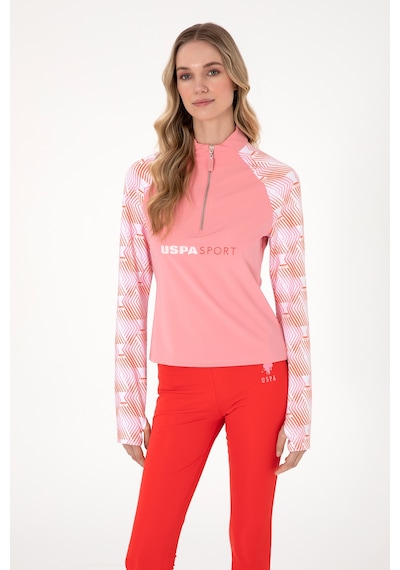 U.S. Polo Assn. Kadın Pembe Fermuarlı Dik Yaka Sweatshirt 50300732-VR041