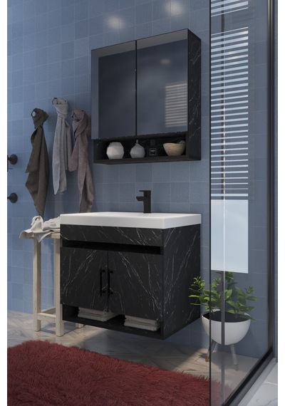 Salvador Banyo Dolabı Çok Amaçlı Banyo Dolabı Siyah
