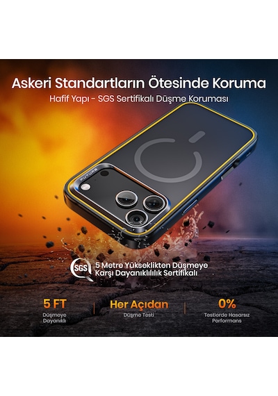 Aohi The Future Apple iPhone 17 Pro Kılıfı, Magsafe Uyumlu Telefon Kılıfı, Siyah