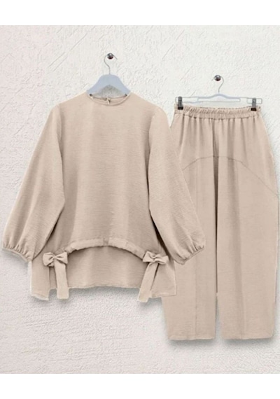 Lovie Moda Kadın Şalvar Takım Bej