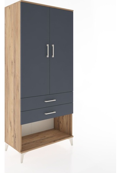 Hyperion Dolap 4 Raflı 2 Çekmeceli 2 Kapaklı 88x44x195 Çam-an... Çam