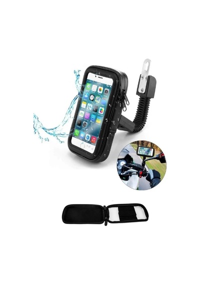 Su Geçirmez Motosiklet Telefon Tutucu Evrensel Gidon Montaj Navigasyon Standı Siyah