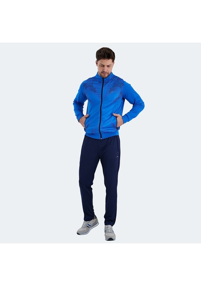 Slazenger RECOGNIZE Erkek Fermuarlı Dik Yaka Cepli Saks Mavi Eşofman Takımı