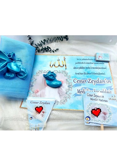 Erkek Bebek Mevlüdü Süsleme Ve Magnet Seti
