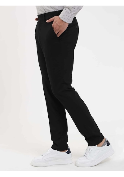 Dufy Siyah Erkek Ekstra Slim Fit Melanj Desenli Klasik Pantolon - 103484-siyah Siyah