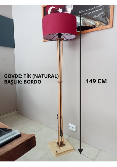 Ahşap Lambader- Köşe Lambası Bordo