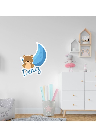 Kişiye Özel Sevimli Ayı Tasarımlı Çocuk Odası Duvar Sticker-1