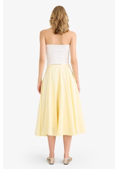 Defacto A Kesim Normal Bel Astarlı Poplin Maxi Etek G0777ax25smyl504 Sarı