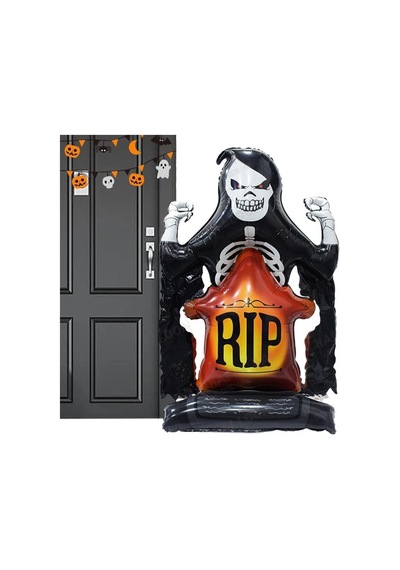 Halloween Cadılar Bayramı Mezar Taşı İskelet Ayaklı Büyük Boy Folyo Balon 110x70 Cm