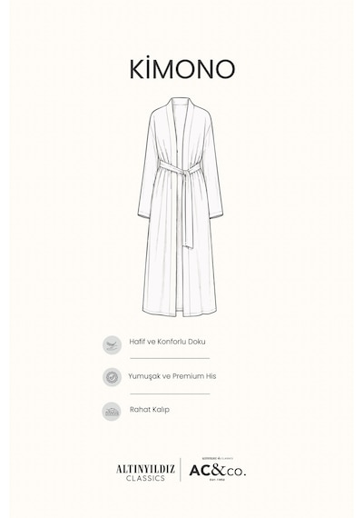 AC&Co / Altınyıldız Classics Kadın Bej Yumuşak Dokulu Rahat Standart Fit Şal Yaka Esnek Kimono