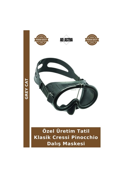 Özel Üretim Tatil Klasik Cressi Pinocchio Dalış Maskesi Dark