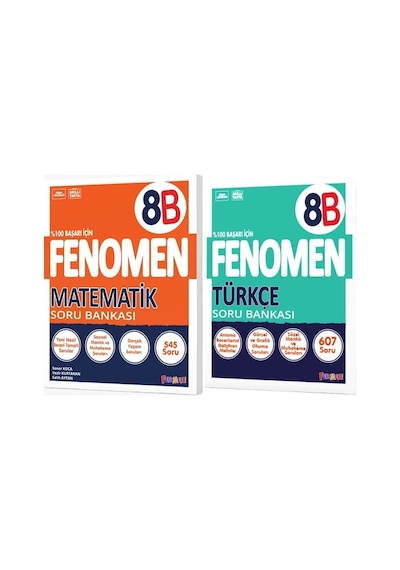 Fenomen Okul 2025 8. Sınıf Matematik + Türkçe B Serisi Soru Bankası Seti 2 Kitap
