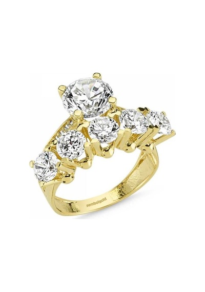 Altın 5 Taş Tektaş Yüzük Swarovski Taşlı 285799537