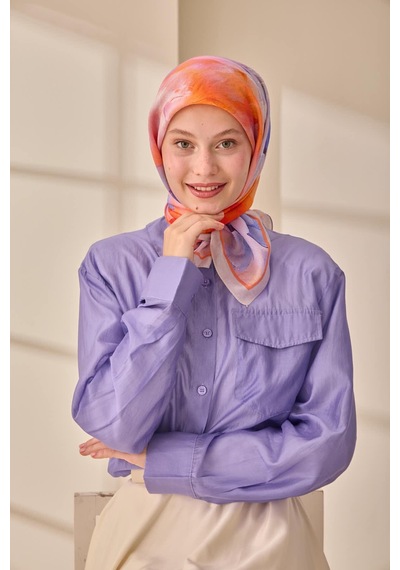 Silk Home Olinda İpek Eşarp 47004-28 Gümüş, Mor, Turuncu, Lacivert