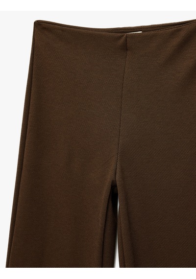 Koton Slim Fit Normal Bel Geniş Paça Pantolon Kahverengi 6sal40076ık Kahve
