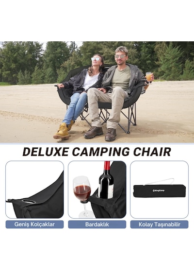 Kingcamp Loveseat Double Çift Kişilik Katlanır Kamp Sandalyesi Black Siyah