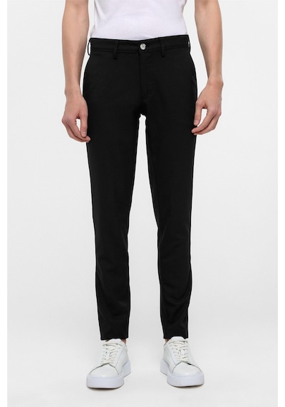 Süvari Siyah Slim Fit Desenli Kumaş Pantolon-38294 Siyah