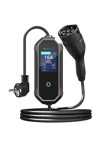 Evcharge 3.5kw 16a Elektrikli Araç Şarj Cihazı,10mt Tp2 Kablolu, Taşıma Çantası 3.5 Kw