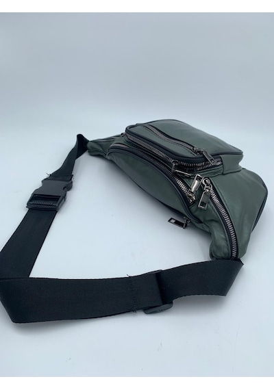 Nahitatyana Unisex Yeşil Çok Cepli Hakiki Deri Freebag Bel Çantas Yesil