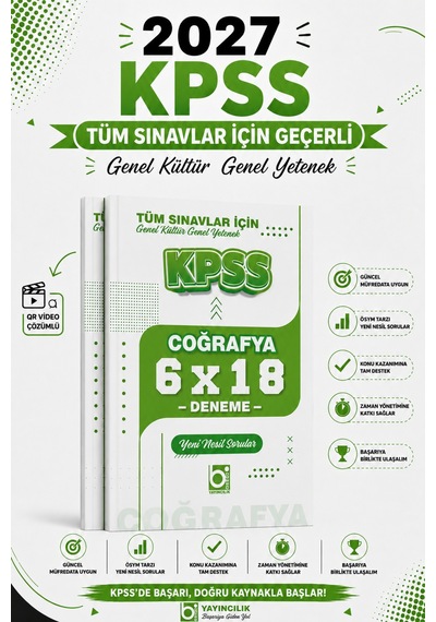 Bigelio 2027 Kpss Tüm Sınavlar İçin Coğrafya 6 X 18 Deneme Sınavı Bigelio Yayıncılık