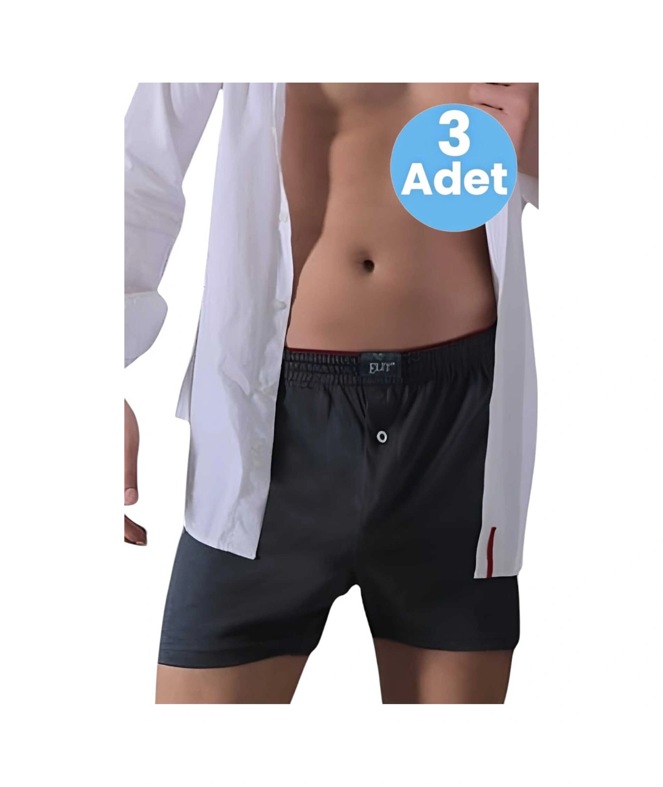 Tezzgelsin Erkek Pamuklu 3'lü Havlu Bel Boxer Füme