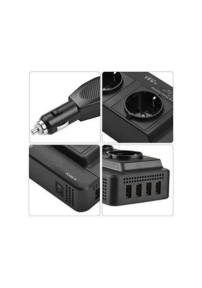 200w Araba Güç Çevirici Dc 12v Ac 220v Dönüştürücü 2 Ac Çıkışlı 4 Usb Bağlantı Noktası Açma/kapatma An Diğer