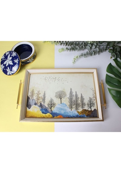 1025 Krem Tepsi 50x31x4 Cm Çok Renkli
