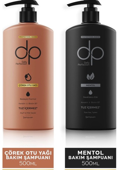 Dp Daily Perfection Şampuan Çörek Otu Yağı 500 ML & Mentol 500 ML
