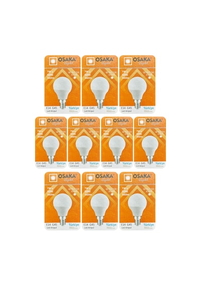 10 Adet Osaka 7w 50w Beyaz Işık E14 Duylu İnce Duy Led Mini Ampul