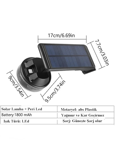 2in1 Güneş Enerjili 8mt Peri Led + Hareket Sensörlü Solar Lamba