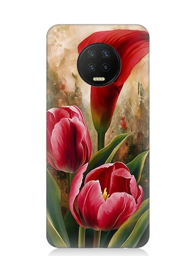 İnfinix Note 7 Uyumlu Canlı Renkli Laleler Desenli Silikon Kılıf Çok Renkli