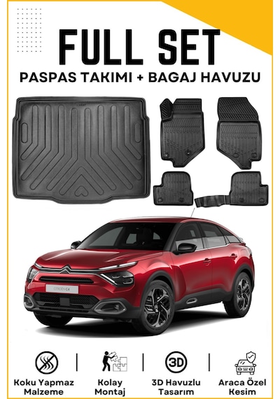 Citroen C4 2021-2022-2023-2024-2025 Model Alt Birebir Uyumlu Bagaj Havuzu+paspas Seti