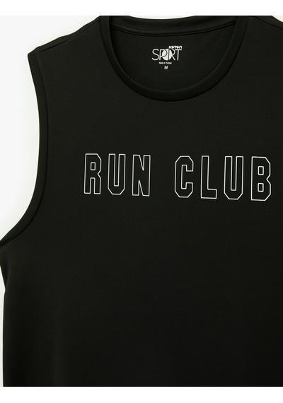 Koton Regular Fit Kolsuz Bisiklet Yaka Baskılı Spor Atleti Siyah 6sam30001nk