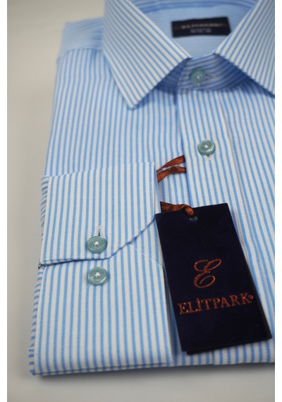 Elitpark Exclusive Line Mavi Pamuklu Cepli Dikine Çizgili Uzun Kol Premium Erkek Gömlek Elitpark Exclusive Line Mavi Pamuklu Cepli Dikine Çizgili Uzun Kol Premium Erkek Gömlek