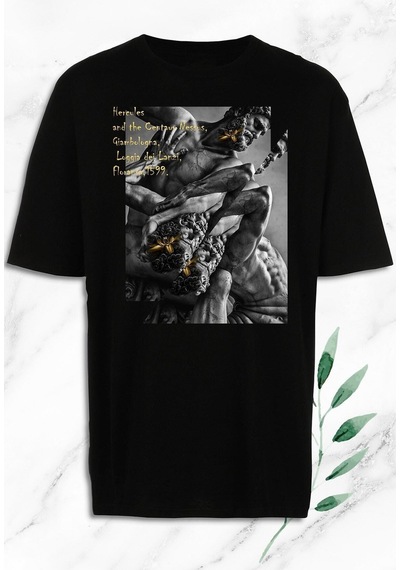 Flood Of Style Unisex Oversize Mitoloji Hercules Ve Nessus Heykel Baskılı Siyah Tişört Flood Of Style Unisex Oversize Mitoloji Hercules Ve Nessus Heykel Baskılı Siyah Tişört