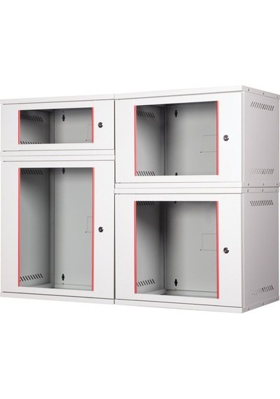 Teknoloji Caddesi 7u 19" Duvar Tipi Rack Kabinet - 542x400mm Cam Ön Kapaklı Demonte Ağ Ve Güvenlik Dolabı