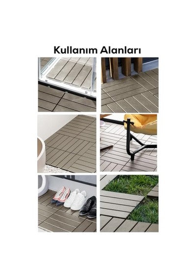 1177 Bahçe Balkon Teras Banyo Paspası 9lu Zemin Karosu Latte Genel