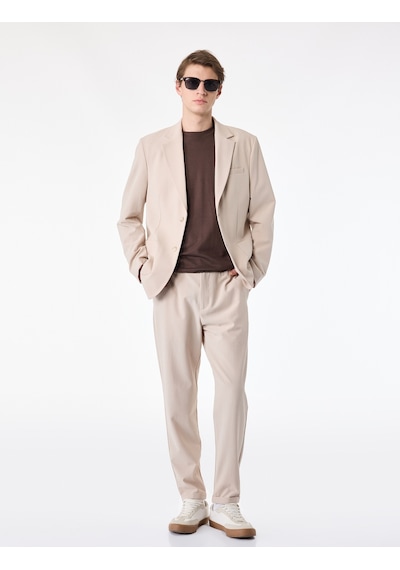 Koton Regular Fit Uzun Kollu Cepli Düğmeli Gömlek Yaka Blazer Ceket Bej 6sam50005nw Ekru