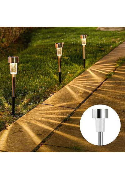 Solar Güneş Enerjili Bahçe Aydınlatma Lambası 10'lu Paket - Paslanmaz Çelik Gövdeli Su Geçirmez Led Dış Mekan Yol, Çim, Patika Ve Peyzaj Armatürü &