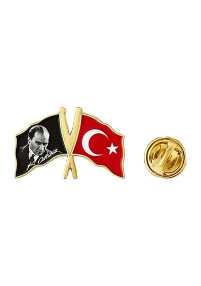 Pigado Türk Bayrağı Ve Atatürk Silüeti Rozet Kırmızı