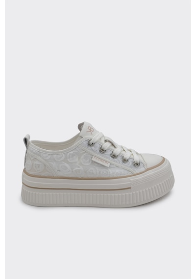 Derinet Yüksek Taban Kadın Sneaker Beyaz Beyaz