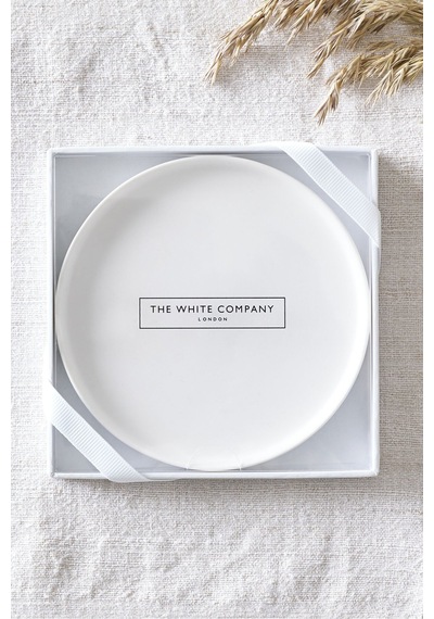 The White Company Orta Boy Mum Botanik Tabak, Şık Seramik Mum Tabakları Dekoratif Tabak & Kaseler Çok Renkli
