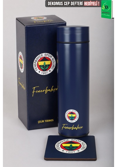 Lisanslı Fenerbahçe 500 Ml Çelik Matara Ve Kupa Altlığı Seti Altın