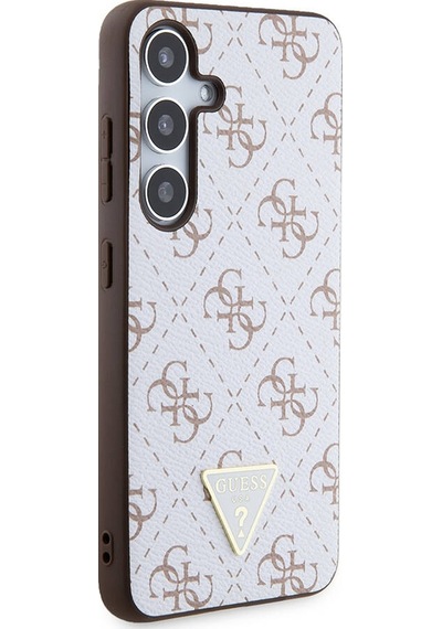 Galaxy S24 Uyumlu Kılıf Guess Lisanslı Pu Üçgen Logo 4g Desenli Kapak Siyah