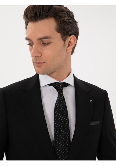 Cacharel Siyah Slim Fit Çizgili Yün Takım Elbise Cacharel Siyah Slim Fit Çizgili Yün Takım Elbise
