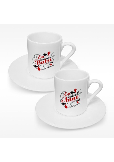Kişiye Özel İkili Anne & Baba Türk Kahvesi Fincanı Takımı - 4