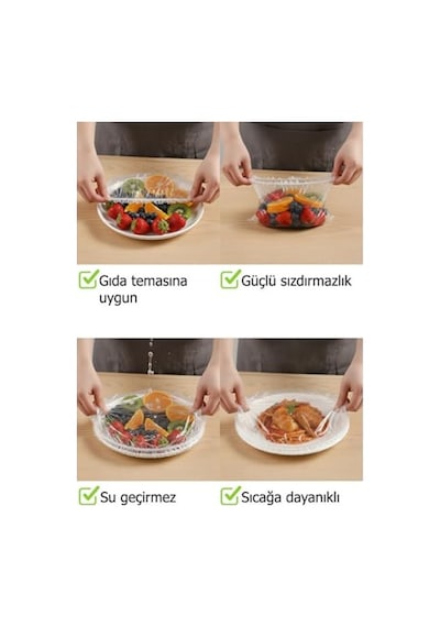 Tabak Bonesi 100 Adet Gıda Temasına Uygun Bpa Free Dayanıklı Lastikli Poşet Tabak Ve Tencereler Için Koruyucu Kapa Diğer
