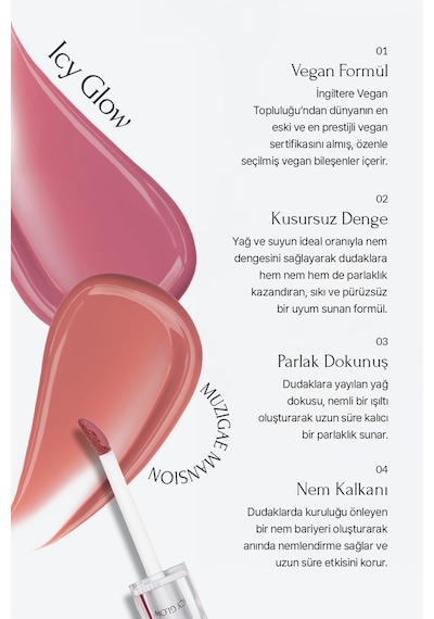 Uzun Süre Parlak Görünüm Sunan Lip Gloss Muzıgae Mansıon Icy Glow 08 Slay 08 Slay