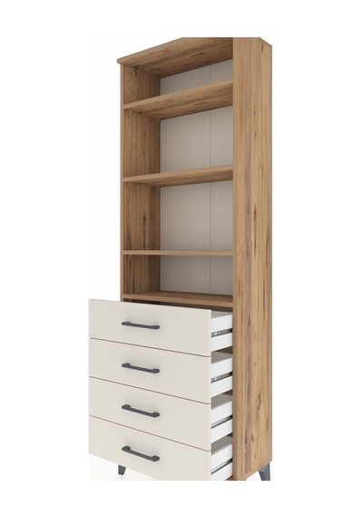 Arges Dolap 4 Raflı 4 Çekmeceli 60x30x182 Çam-aytaşı Çam