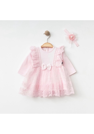 Işıl Baby Kız Bebek Dantel Detaylı Tül Elbise Pembe